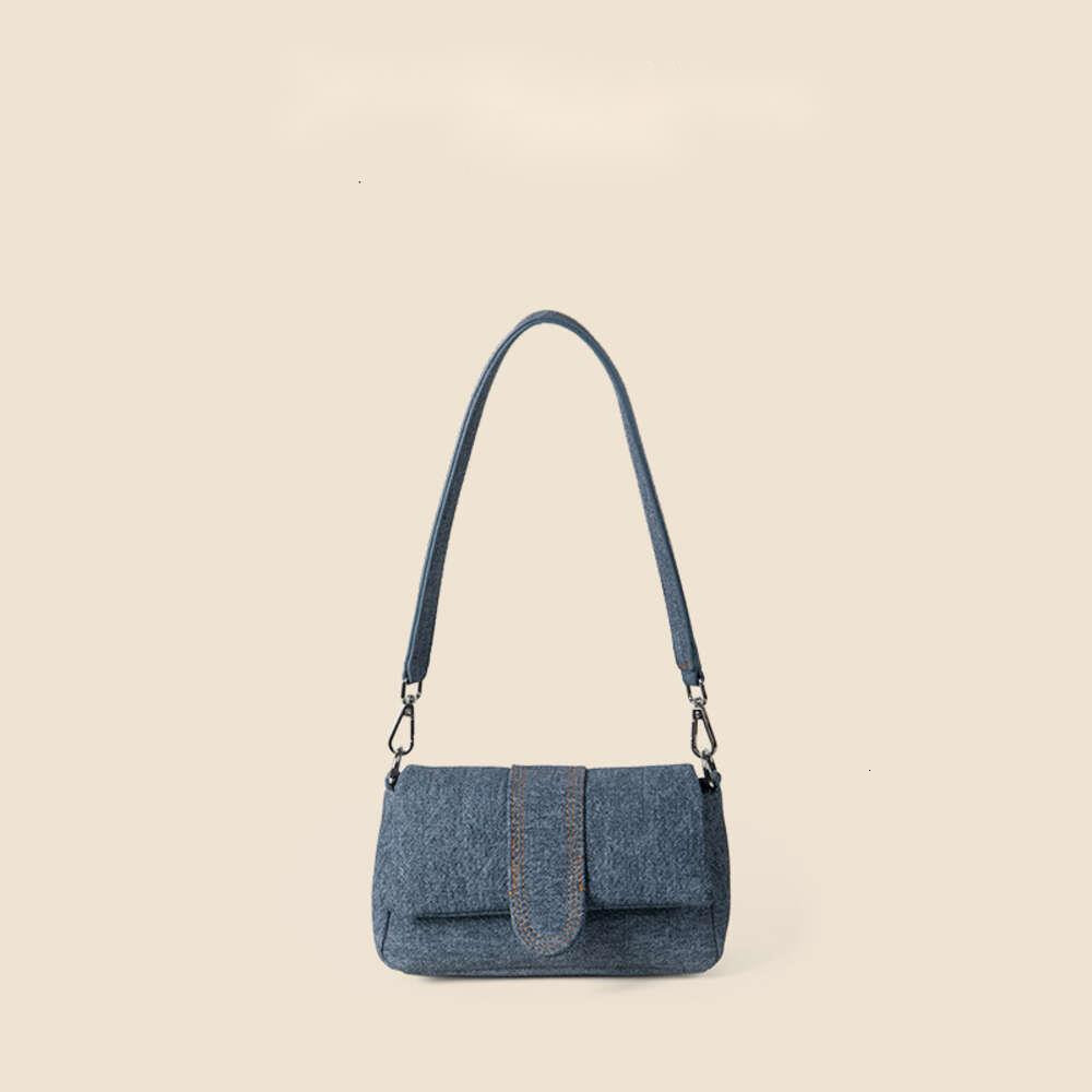 minimalist underarm single shoulder flip for women's fashion trend new high-end PU denim bag