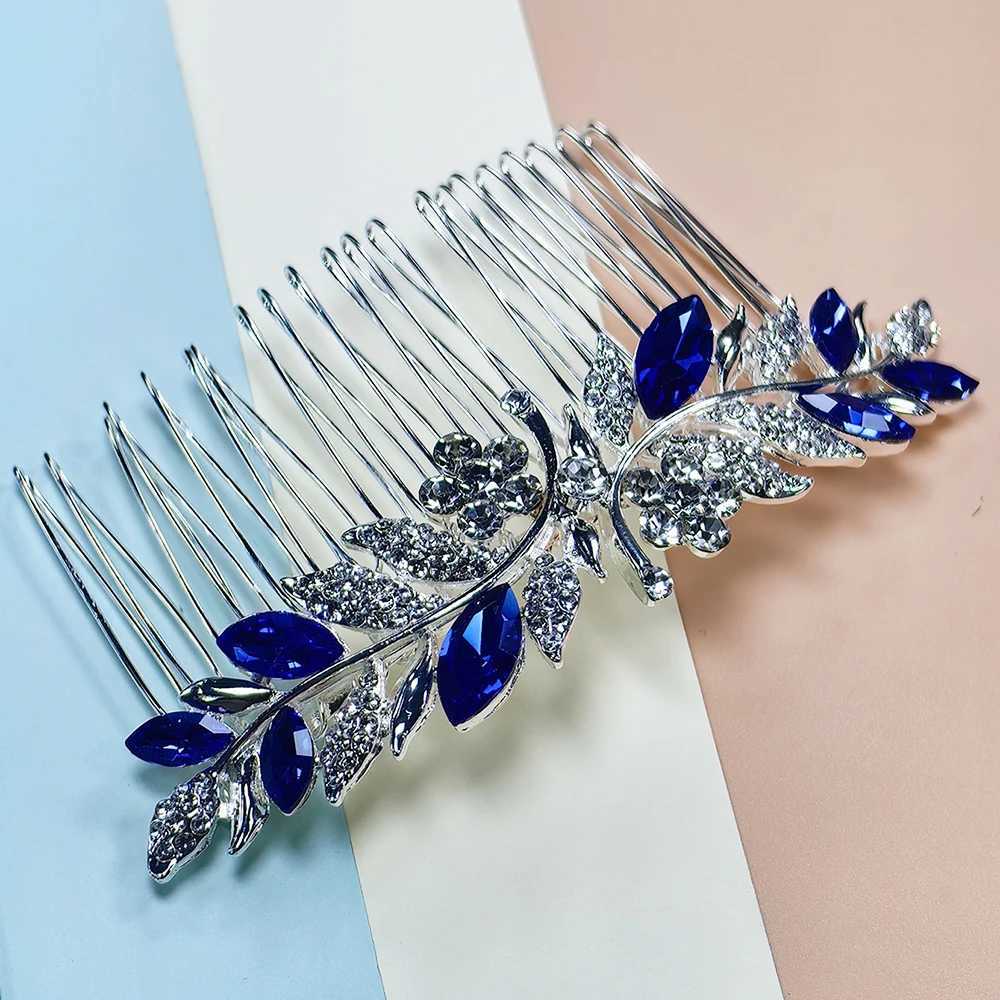 Dreamy Sapphire Blue Wedding Headwear Hair Comb Bridal Hair Accessories W241007