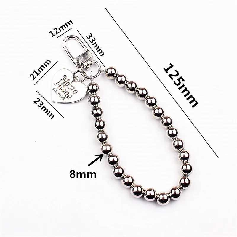 Heart Keychain Women Trinket For Womens Gift Handbags Silver Color Beads Keyring Key Ring For Jewelry Making AccessoriesX241008