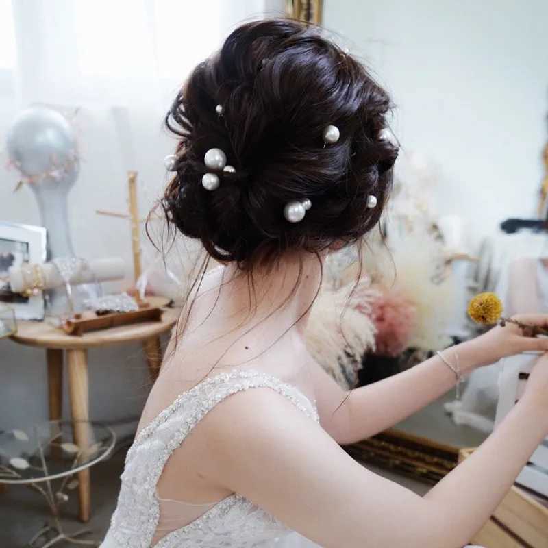 18 piece set of pearl hair combs bridal headpieces female beads wedding mainspring jewelry accessories W241007