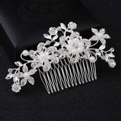 Silver Pearl Water Diamond Wedding Hair Comb Female Hair Accessories Jewelry Bridal Headwear W241007