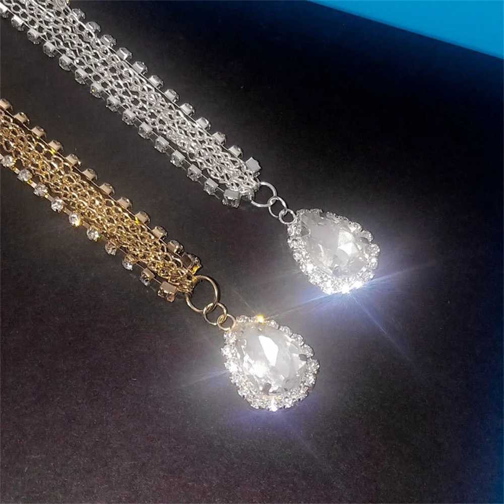 Crystal front eyebrow pendant headwear European and American bride waterdrop headband chain Bohemian country headband styling tool W241007