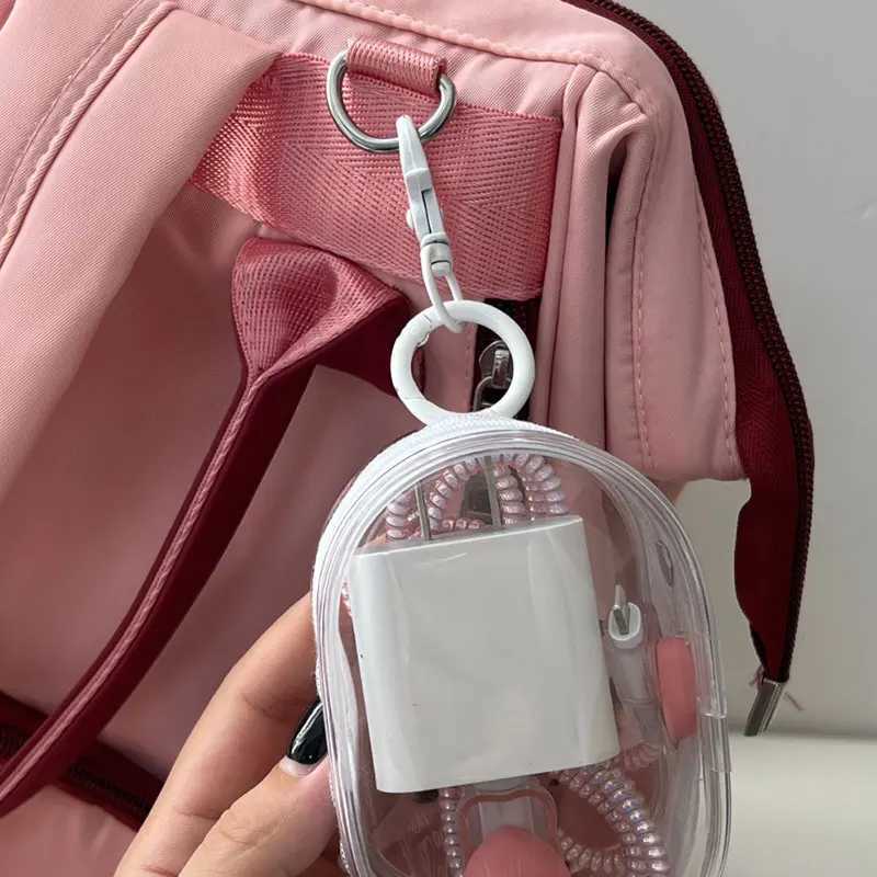 Transparent Storage Bags Keychain Data Line Coin Toys Organizer Case Thicken Clear Wallet Keyring Car Key Holder Jewelry GiftsX241008