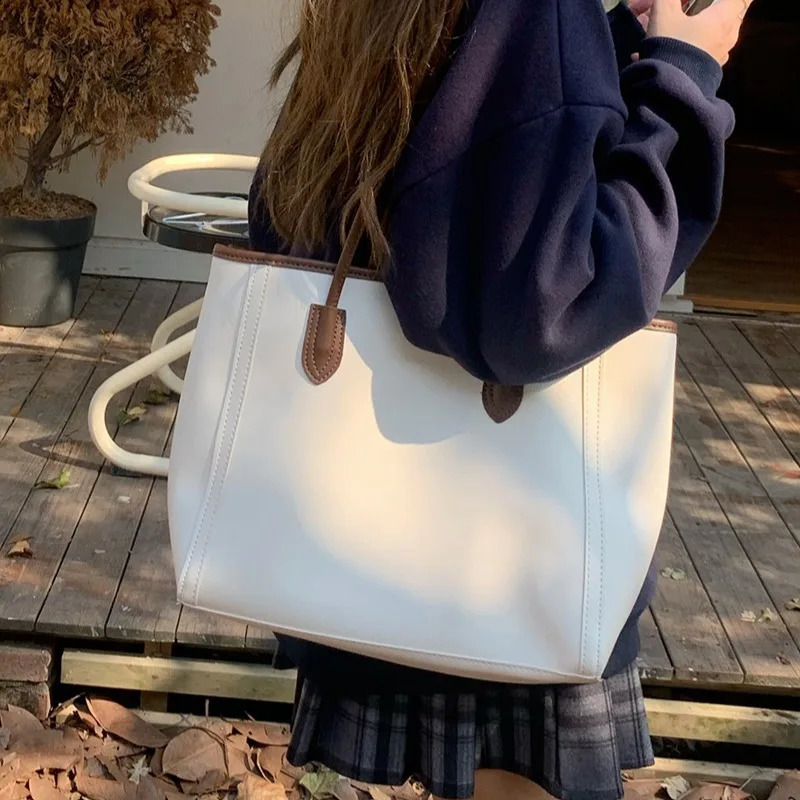 Pu leather shoulder womens shopping bag large handbag Korean fashion y n master 241008