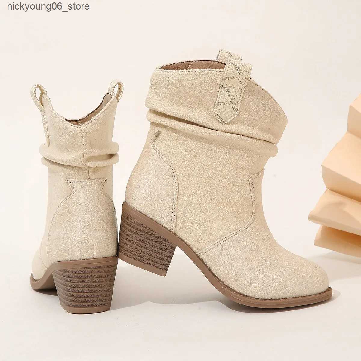 Boots Girls Boots High Heels Slip-on Children Fashion Boots Non-slip Elegant Princess Shoes 2023 New Spring Kids Boots Drop Shipping L240910