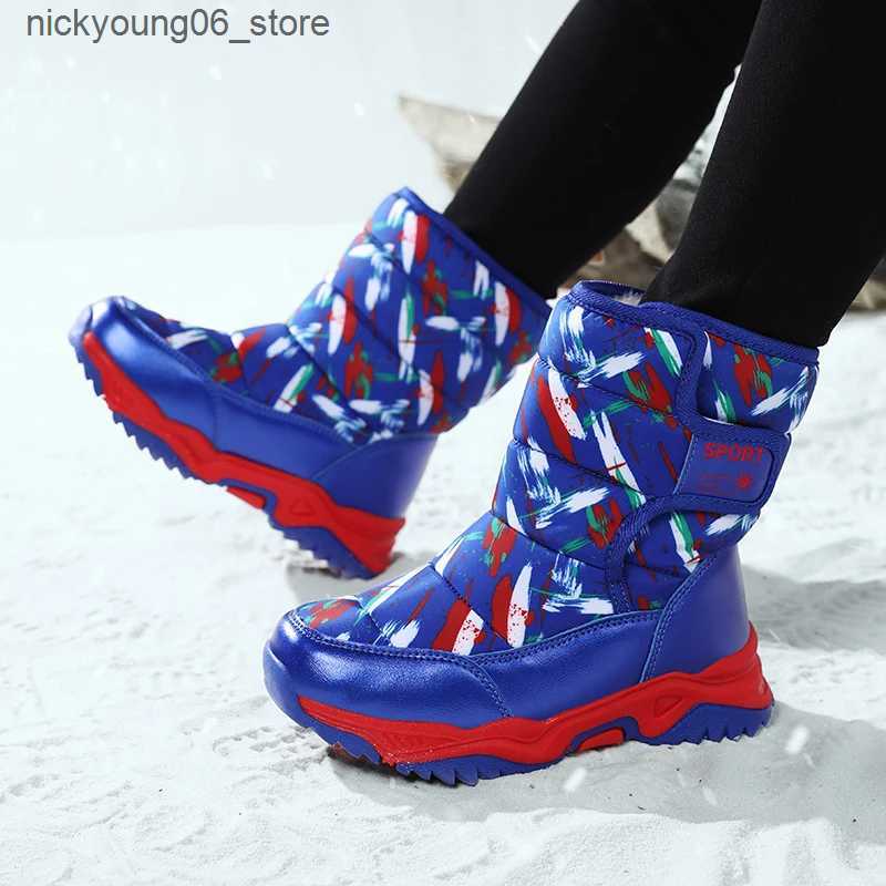 Boots New Arrival Winter Children Shoes Plush Waterproof Fabric Non-Slip Girl Rubber Sole Snow Boots Fashion Warm Outdoor Boots L240910