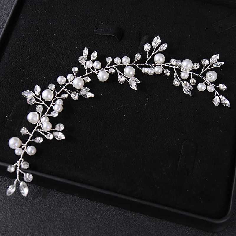 Wedding Crystal Hair Vine Flower Leaf Head Handmade Pearl Crystal Headband Ball Bridal Hair Accessories Jewelry W241007
