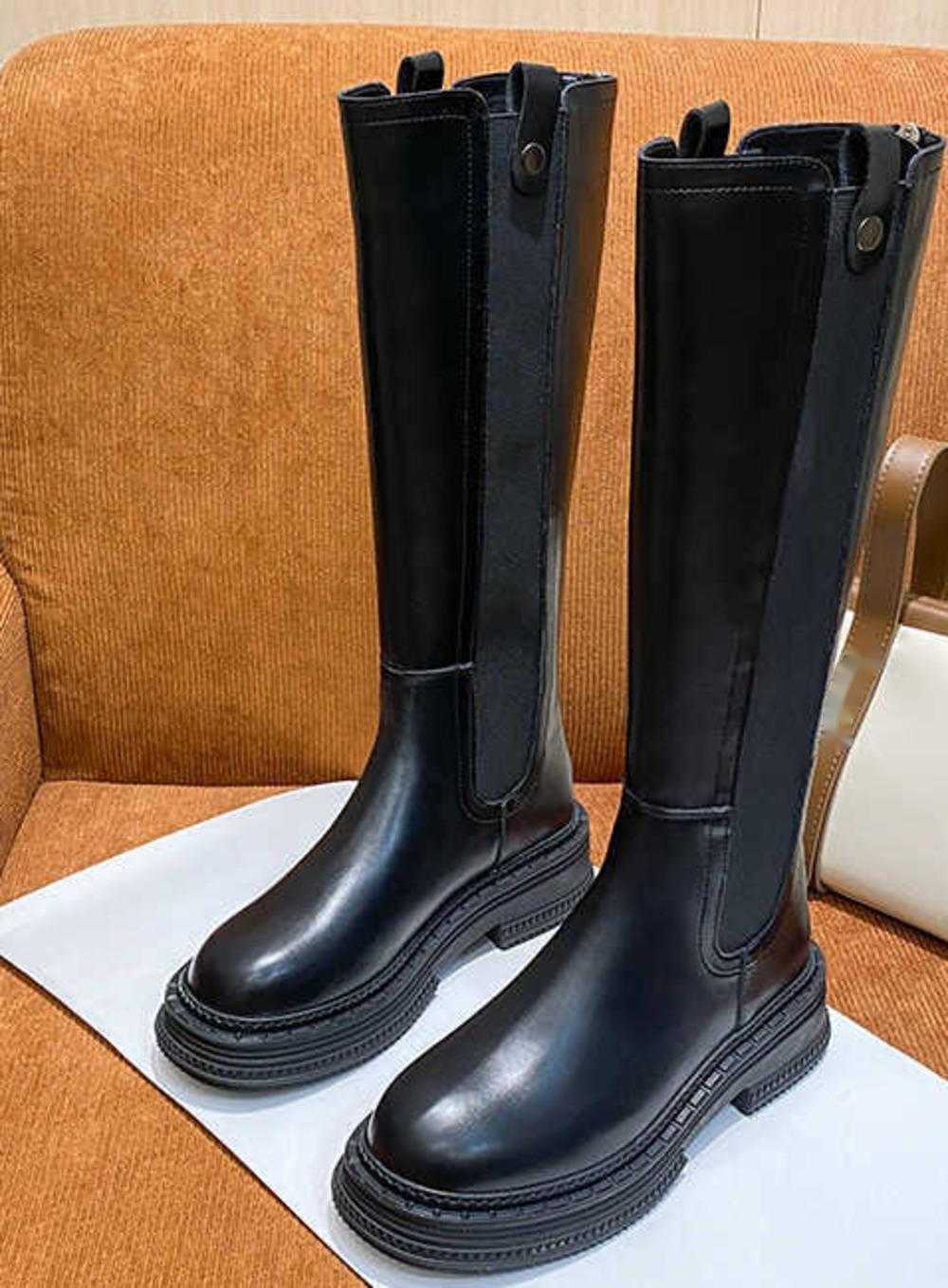 Long Martin Boots For Women Spring And Autumn Slim Long Boots With Fat Legs Mm Knight Boots With Thick Legs High Leg Womens Boots 240826