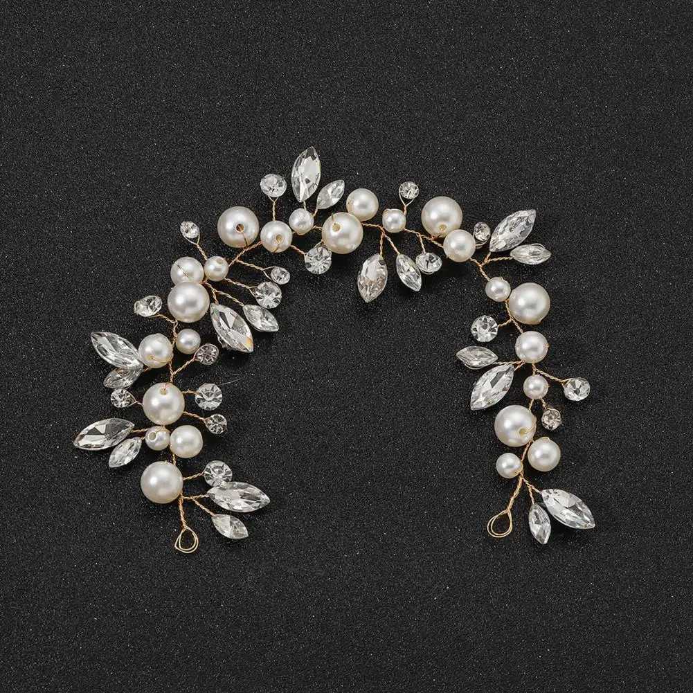 Fabulous Bride Headdress Wired Bride Wedding Headdress Artificial Pearl Decoration Exquisite Hair Jewelry Wedding Accessories W241007