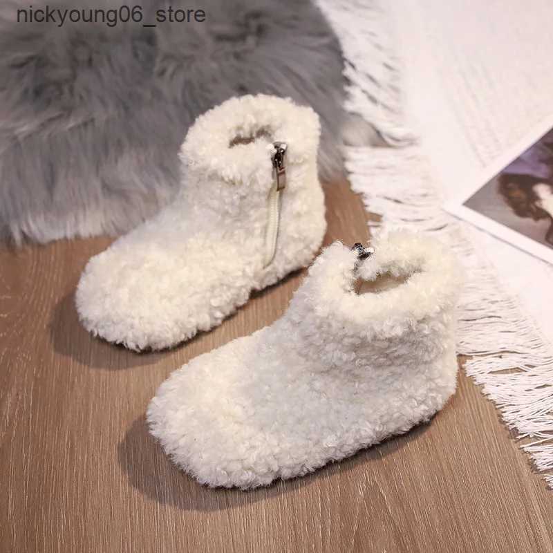 Boots Baby Girls Fur Snow Boots 2023 Childrens Winter Shoes Girls Plush Ankle Boots Infant Fluffy Warm Shoes Baby First Walking Boots L240910