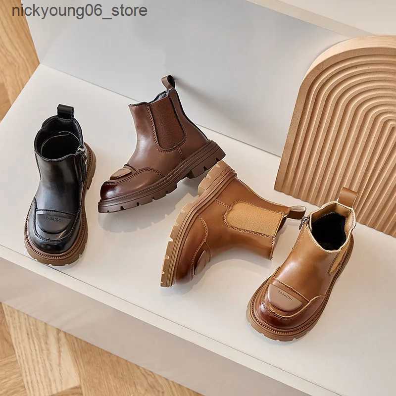 Boots Autumn/Winter 2024 Personalized Caramel Fashion Cotton Warm Mid-calf Kids Boots for Boys and Girls L240910