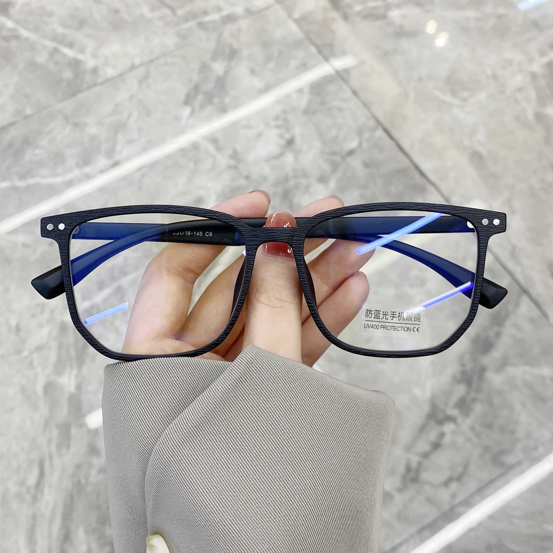Transparent Computer Glasses Frame Women Men Blue plating film polygon Eyewear Blocking Glasses Optical Spectacle EyeglassX241008