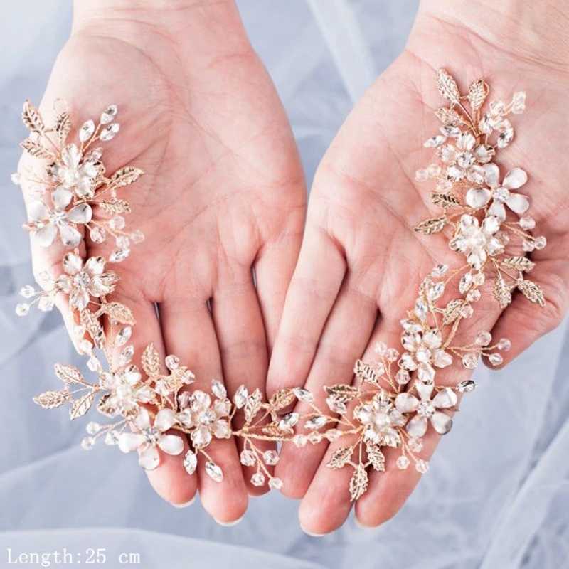 Crystal Flower Leaf Head with Tiaras Luxury Water Diamond Suitable for Women Pageant Ball Bridal Wedding Hair Accessories Jewelry Tiara Gift W241007