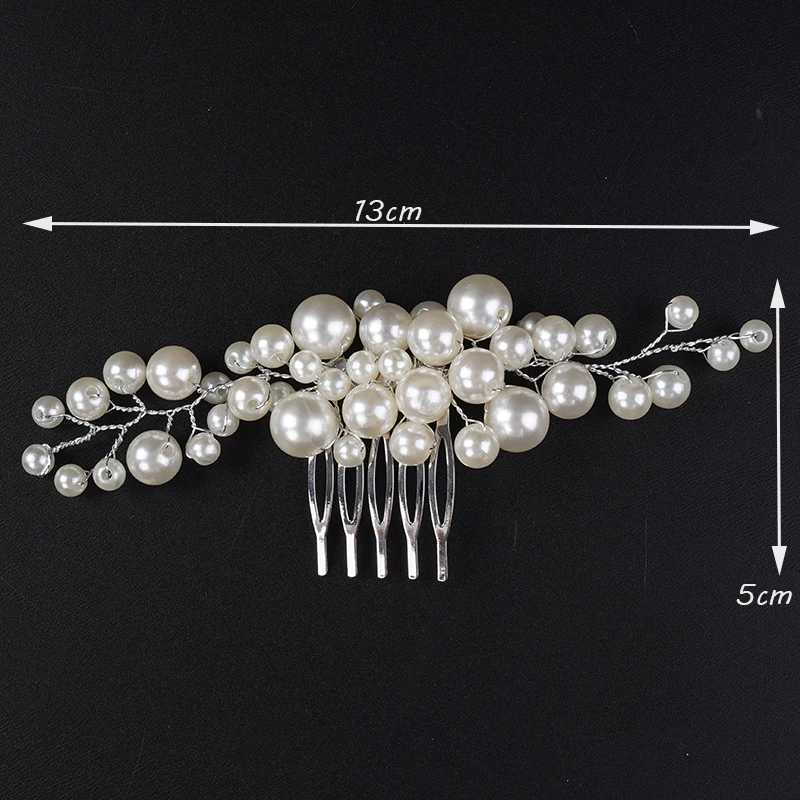Fashion Pearl Silver Bridal Hair Comb Womens Headwear Handmade Wedding Accessories Jewelry Party Ball Headwear W241007