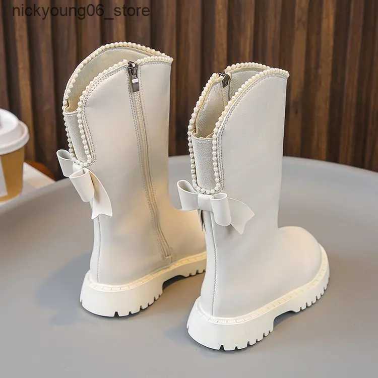 Boots Knee Length Cool Shapes Children Shoes Kids Boots Autumn Winter Fashion High Top Student Shoes Girls Sneakers with Bow L240910