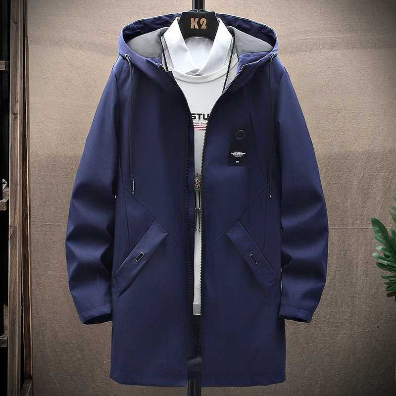 New Mens Casual Long Jackets Coats Hooded Streetwear Hip Hop Windbreaker Outwear Jacket Men Spring Autumn Mens Clothing 2025 W250524