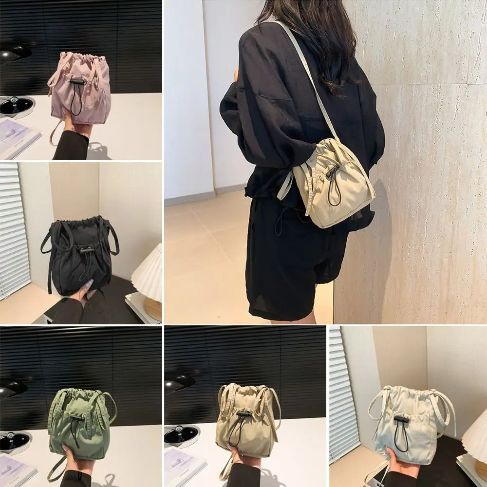 Fashionable large capacity womens shoulder bag reusable mobile wallet handbag simple version drawstring cross body 241008