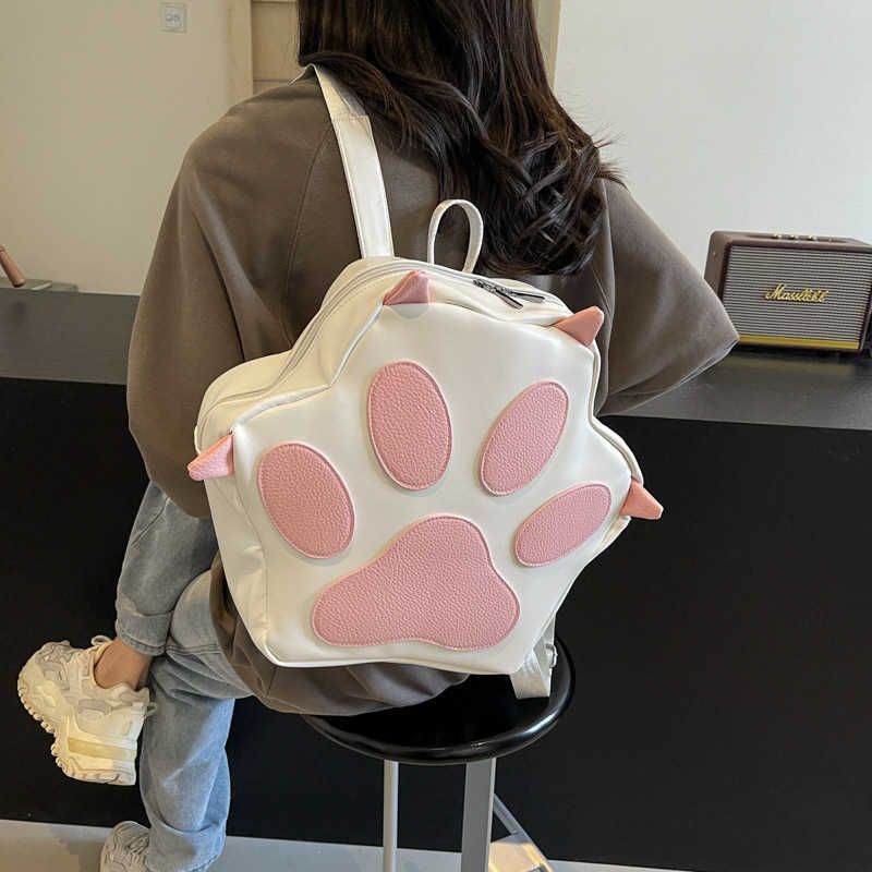 Bags Cartoon Bag Forest Sweet Girl Fashion Printed Large Capacity Personalized Cat Claw Backpack 241015