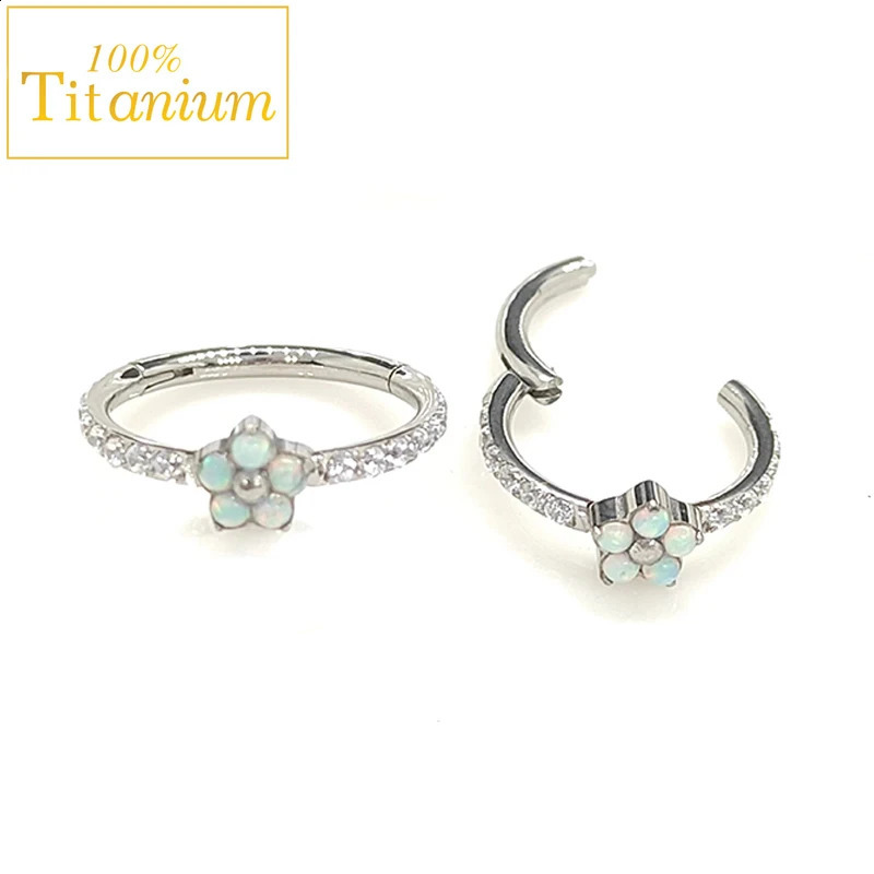 G23 Piercing Hoop Opal Zircon Earrings Septum Nose Ring Tragus Helix Clicker Body Jewelry Cartilage Conch Daith Percing 241007