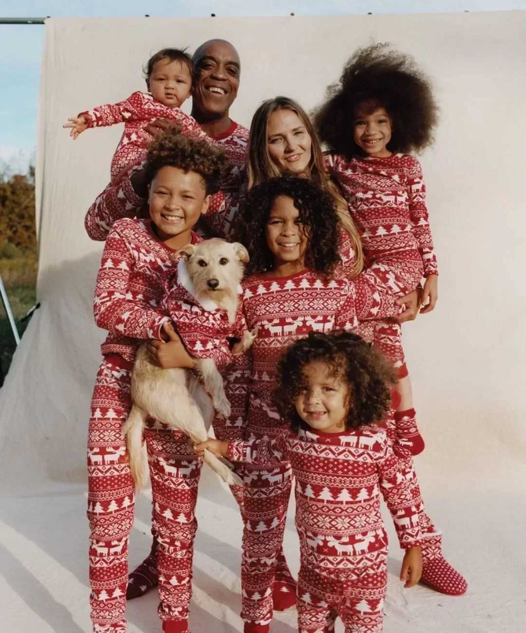 New 2024 Christmas Family Pajama Set Full Set Printed Adult and Child Matching Set Casual 2-piece Set Baby Dog Pants Christmas Appearance W241008
