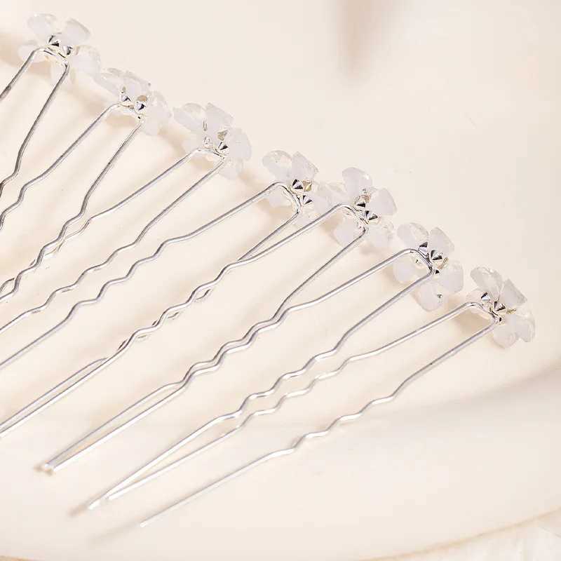 10 fashionable wedding bridal pearl flower transparent crystal rhinestone hair clip bridal hair accessories W2410071