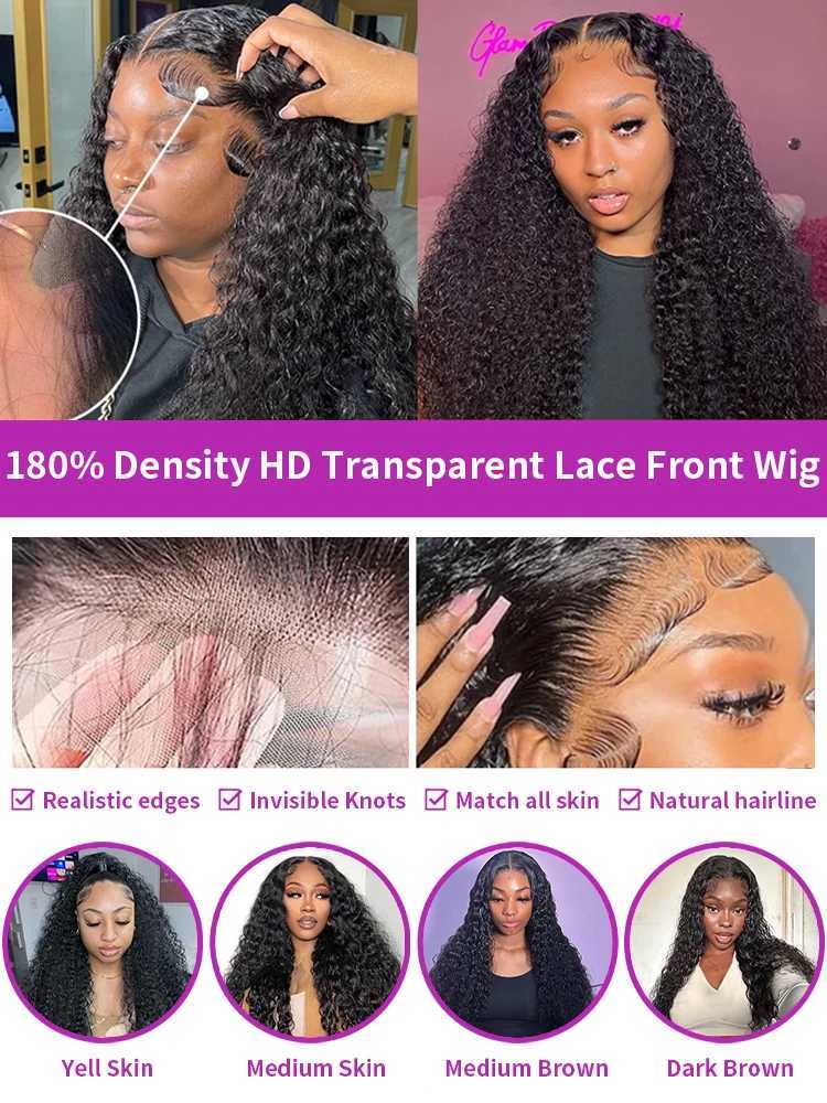 40Inch Deep Wave 13x4 HD Lace Frontal Wig 9x6 Glueless Wig Human Hair Ready to Wear Curly Lace Front Wig Preplucked 250% DensityXJ241008