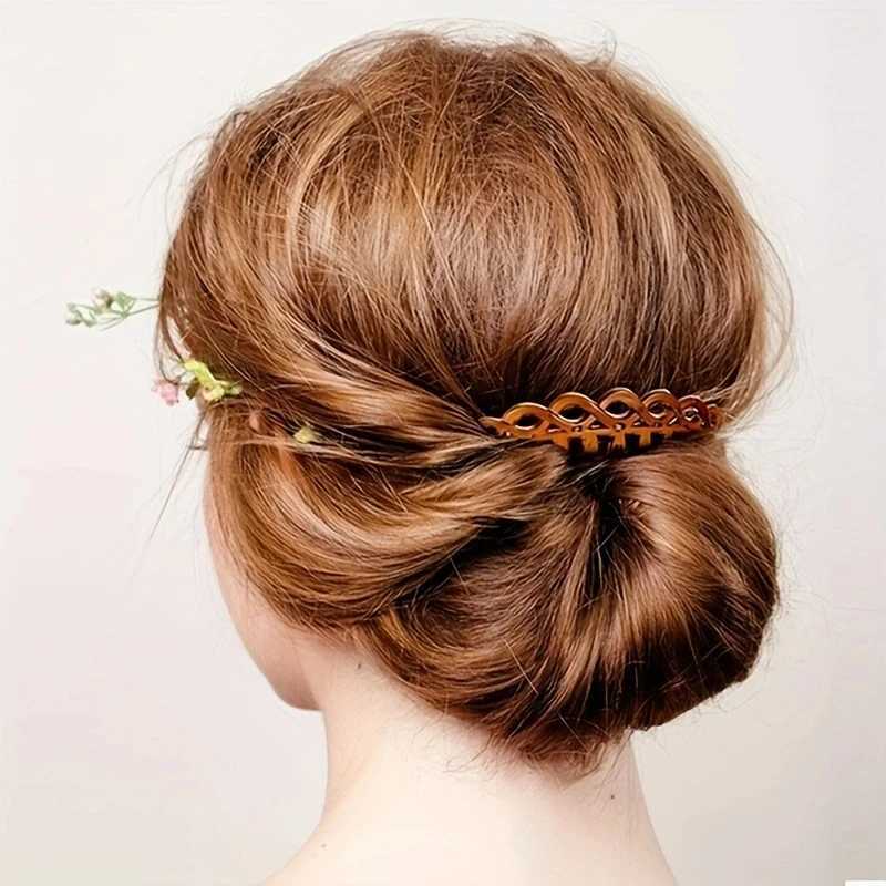 2PCS French hair comb hair accessories straight tooth hair clip hair clip side comb bride wedding veil comb retro weaving effect W241007