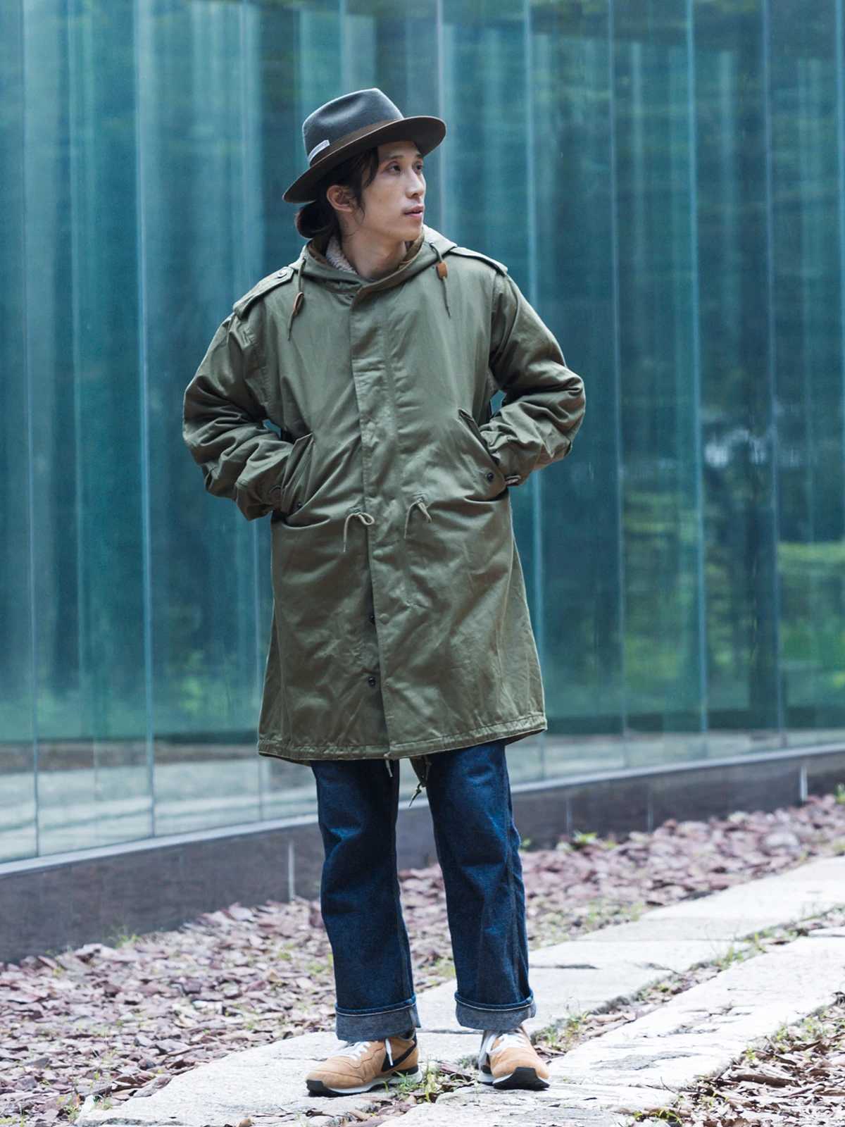 Sturdy Bronson Army Tail M-51 Parka Shell 1 Retro Style Mens Coat Olive Green W241007