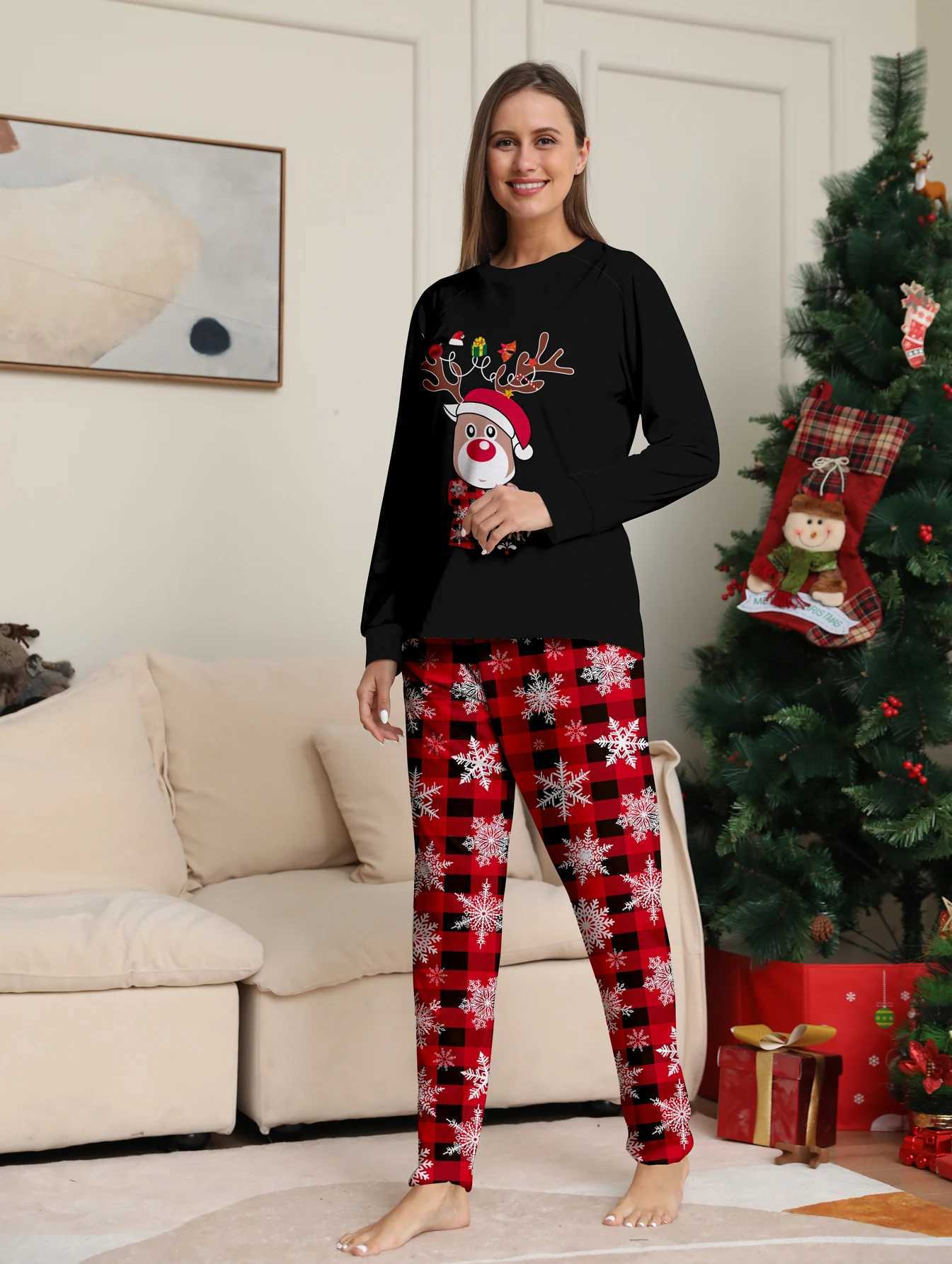 2024 Baby Boys and Girls Winter Clothing Mother and Daughter Dad Pajama Printing Pajama Set Family Christmas Match Set W241008