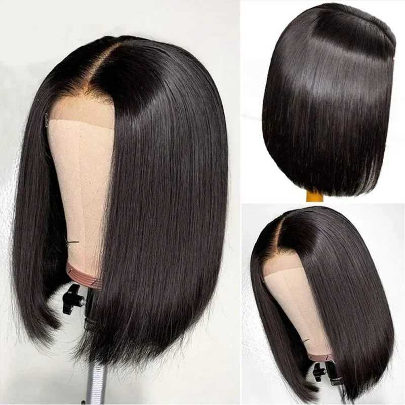 Womens Black Short Straight Bobo Wig High Temperature Fiber Non-front Lace Head Cover European American StyleXJ241008