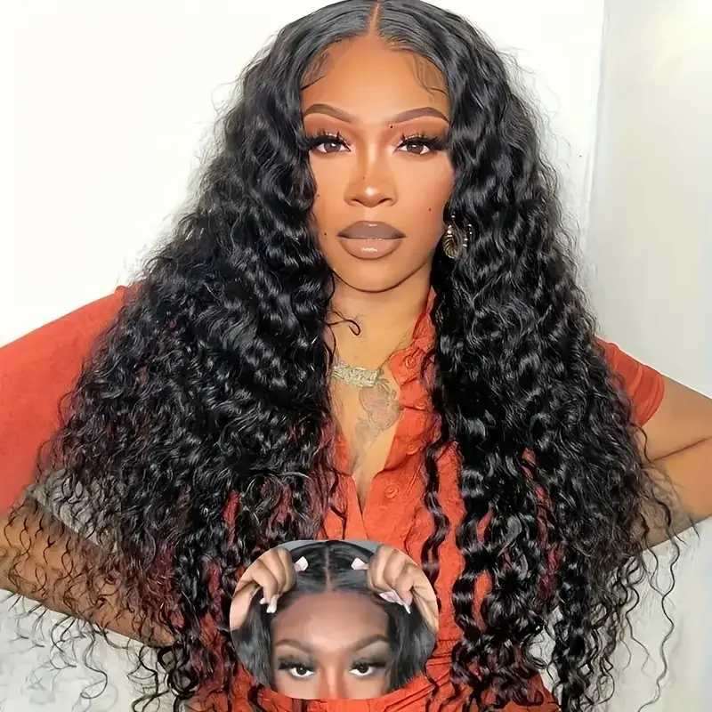 Deep Wave Glueless Wigs Human Hair Pre Plucked Pre Cut 5x5 6x4 Curly Lace Wigs 180% Density Wet And Wavy Brazilian Remy HairXJ241008