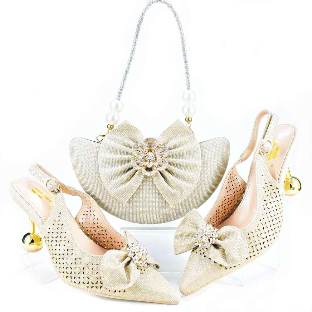 Doershow New Arrival African Wedding And Bag Set Pink Italian Shoes With Matching Bags Nigerian Lady Party Has1-21