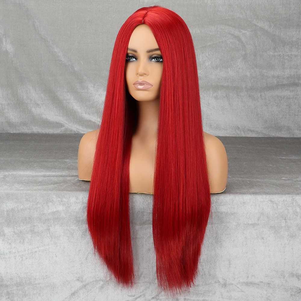 Long Synthetic Red Wig Straight Middlepart Cosplay Wig For Girls Sally Red Dress Up Wig For Party Wig For Halloween WigXJ241008