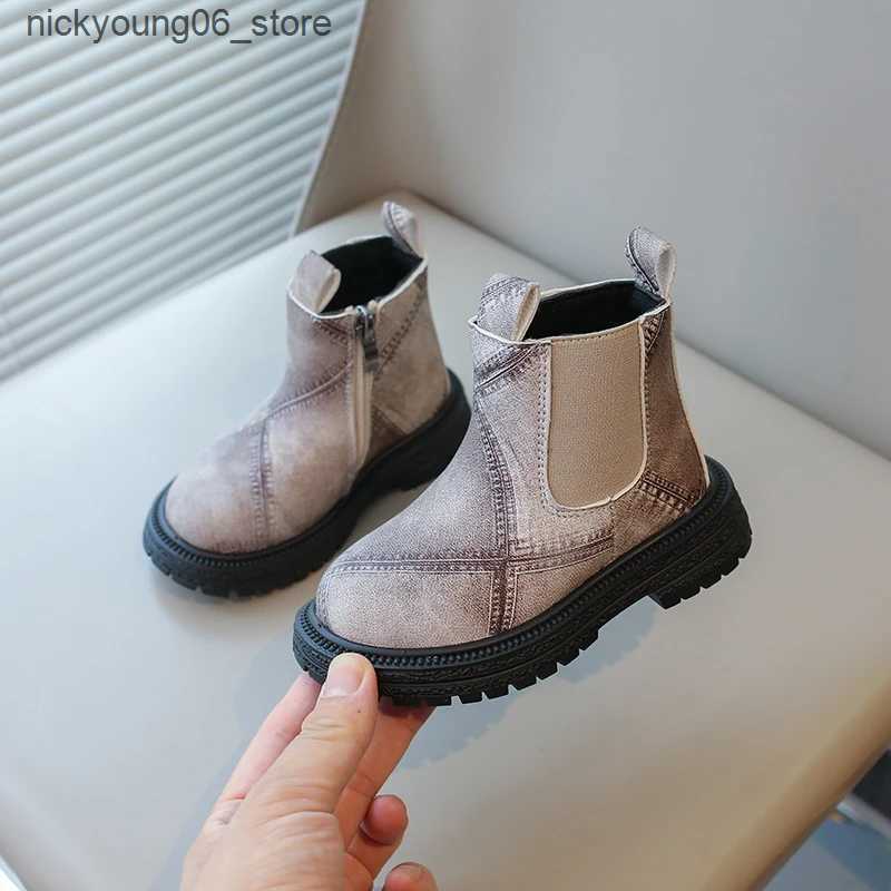 Boots Little Kids Fashion Boots 2024 Autumn Winter Brand New Boys Girls Ankle Boots Zipper Toddlers Children Chelsea Boots Anti-skid L240910