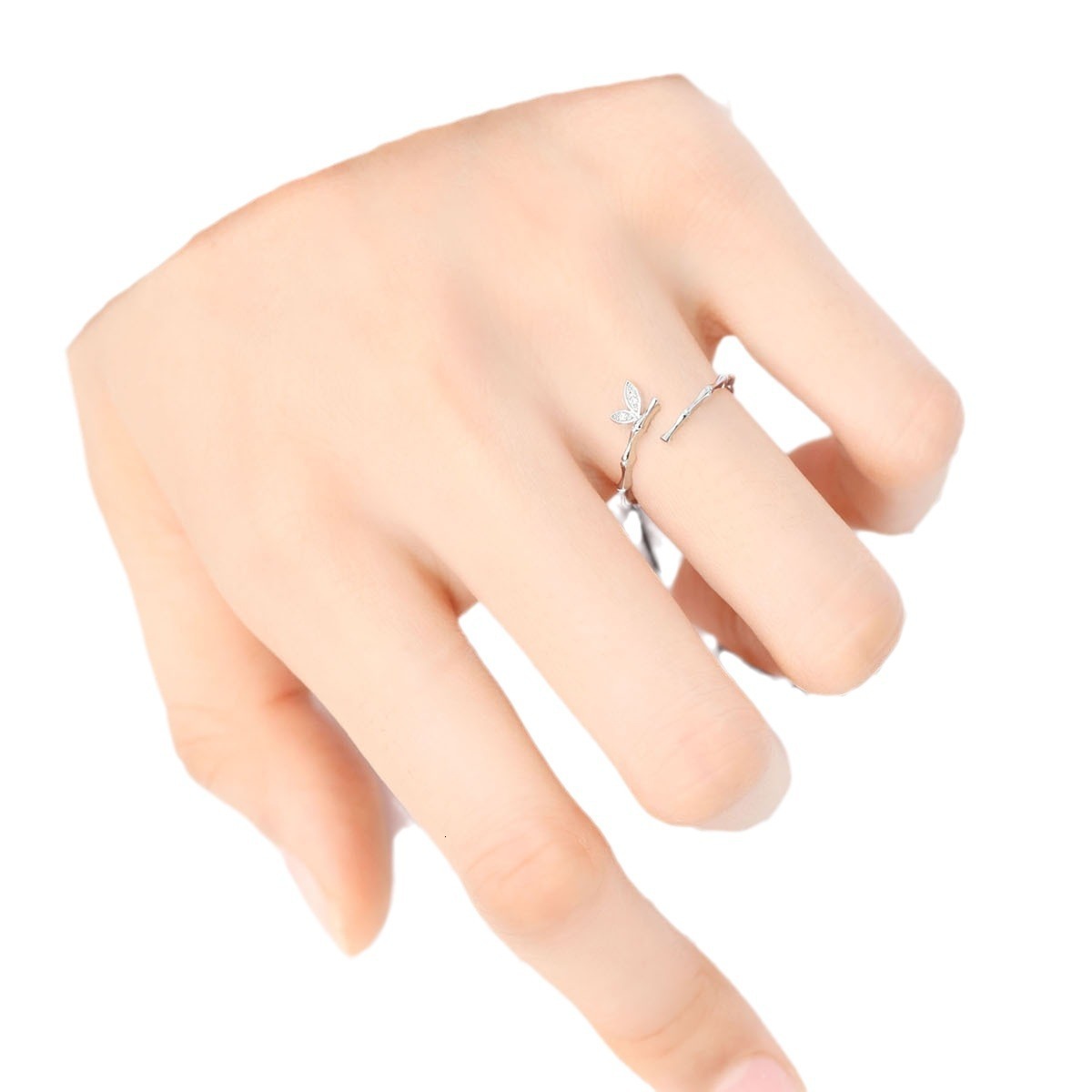 Personalized, simple, fashionable, trendy, niche design, cool style, pure silver ring, female adjustable index finger, internet celebrity