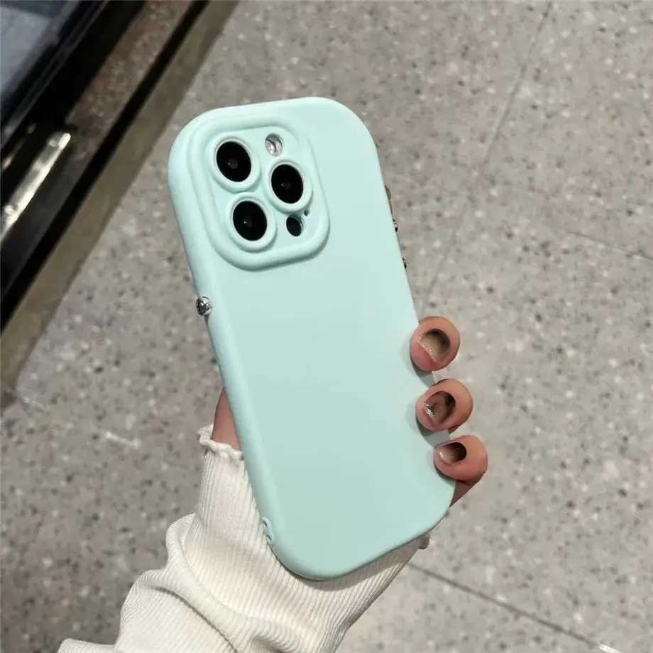 Luxury Case Candy Color soft silicone phone case suitable for iPhone 16 Pro Max 15 14 13 12 11 Plus X XS XR shock-absorbing bumper lens protective cov