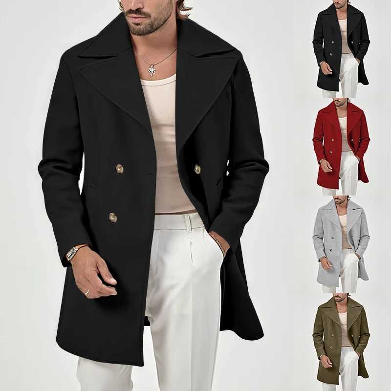 Mens solid color lapel windbreaker fashion trend short windbreaker single breasted spring and autumn family dinner W241007