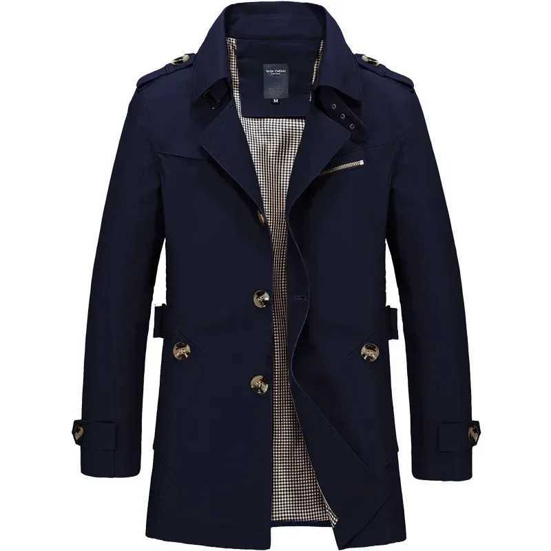 Mens Business Windbreaker Solid Casual Long Jackets Men Cotton Trench Coats Spring Autumn Fashion Mens Suit Streetwear Blazers W250815
