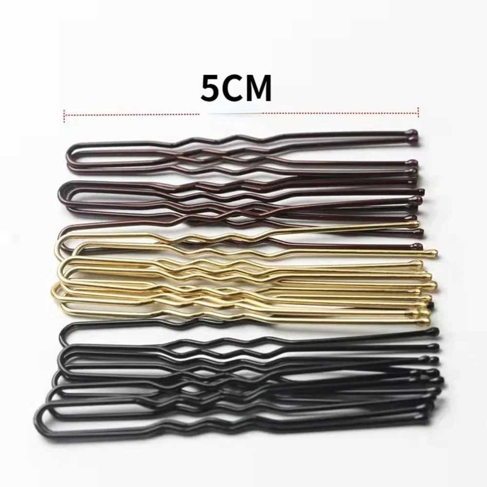50pcs 5cm womens U-shaped hair clip wavy hair clip metal Bobby pin bucket bridal hair clip W241007