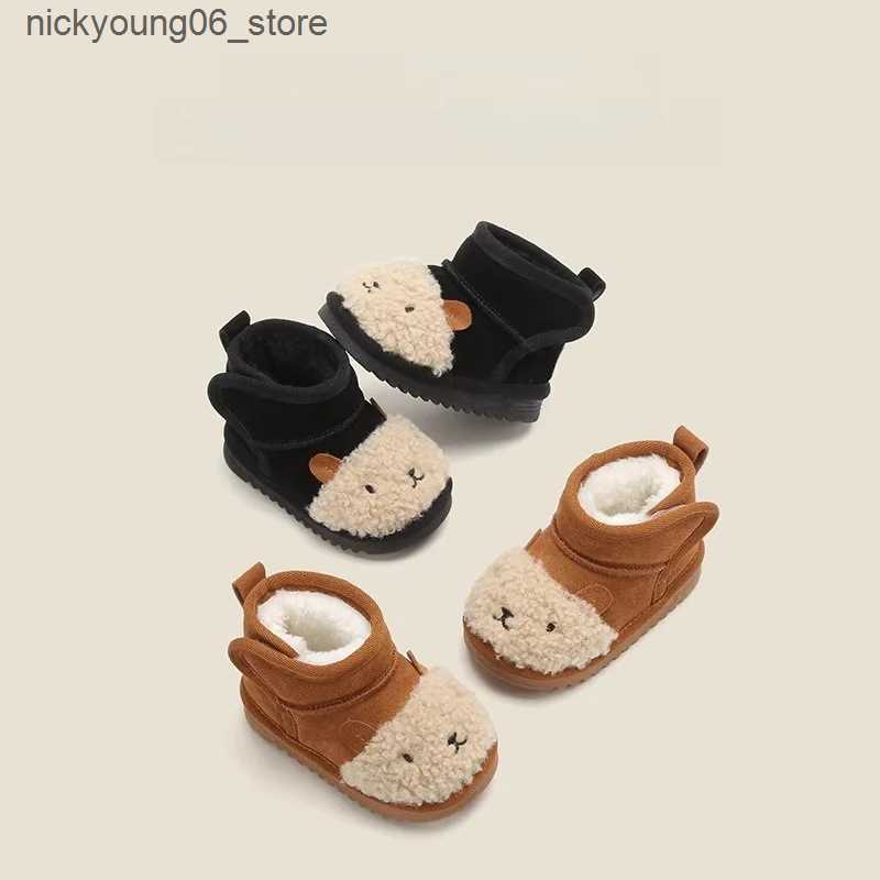 Boots Kid Snow Boot 2023Winter Plush Baby Cotton Shoe Boy Warm Short Boot 1-3 Year Old Baby Walking Shoe Cartoon Padded Boot Girl Shoe L240910