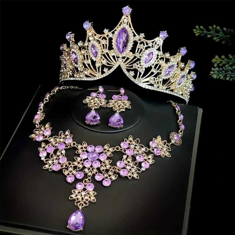 3 pieces/set of luxury jewelry hair accessories set rhinestone banquet fashionable princess headband wedding accessories set crown gift W241007