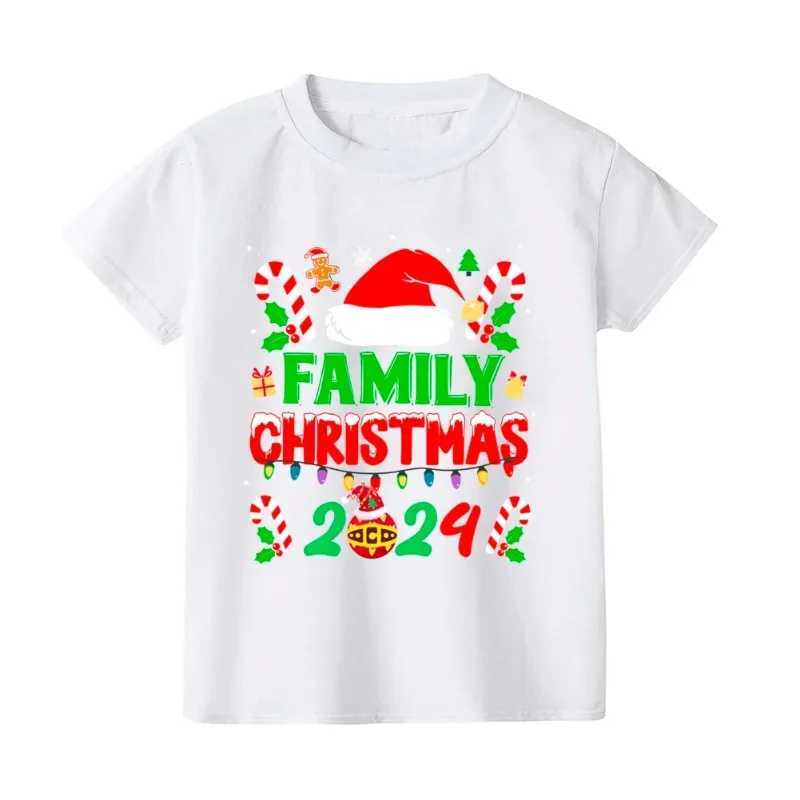 Christmas holiday leisure family set Christmas hat and family 2024 printing family matching clothing Christmas party short sleeved clothing W241008