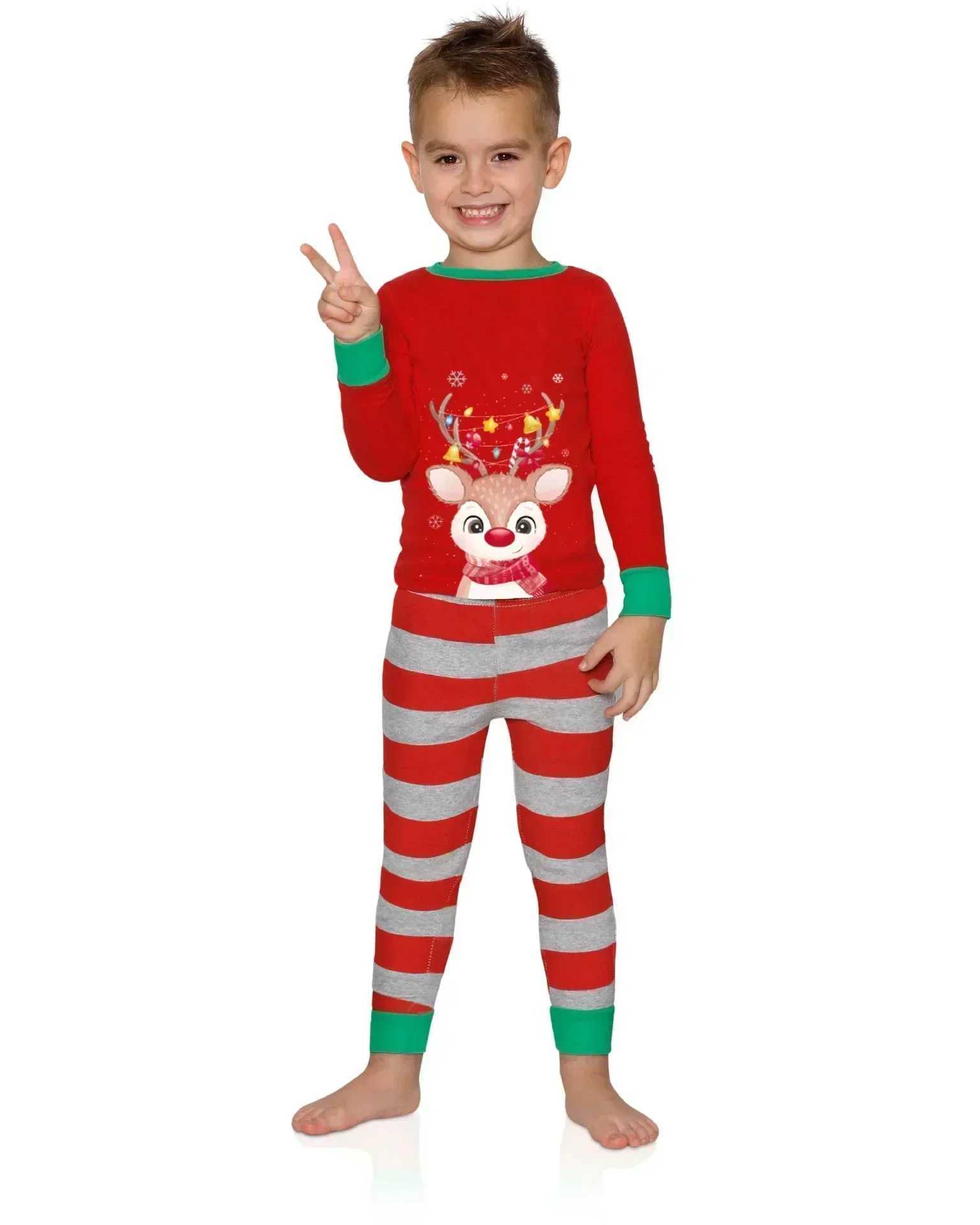 Christmas Matching Pajama Set Family 2024 New Years Clothing Elk Print Mom Dad Child Baby Dog Clothing Christmas Pajamas W241008
