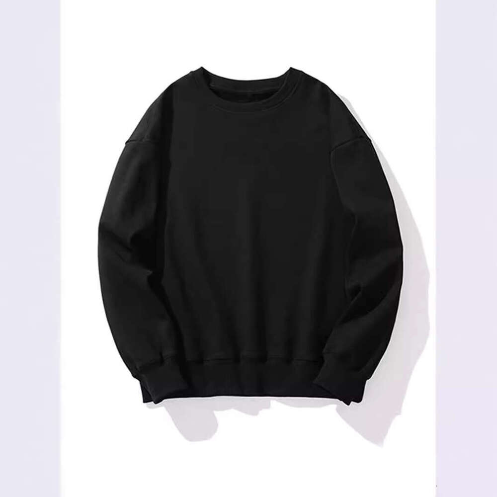 Warehouse style thin fish scale fabric 280g men's and women's round neck solid color casual pullover long sleeved looped sweatshirt