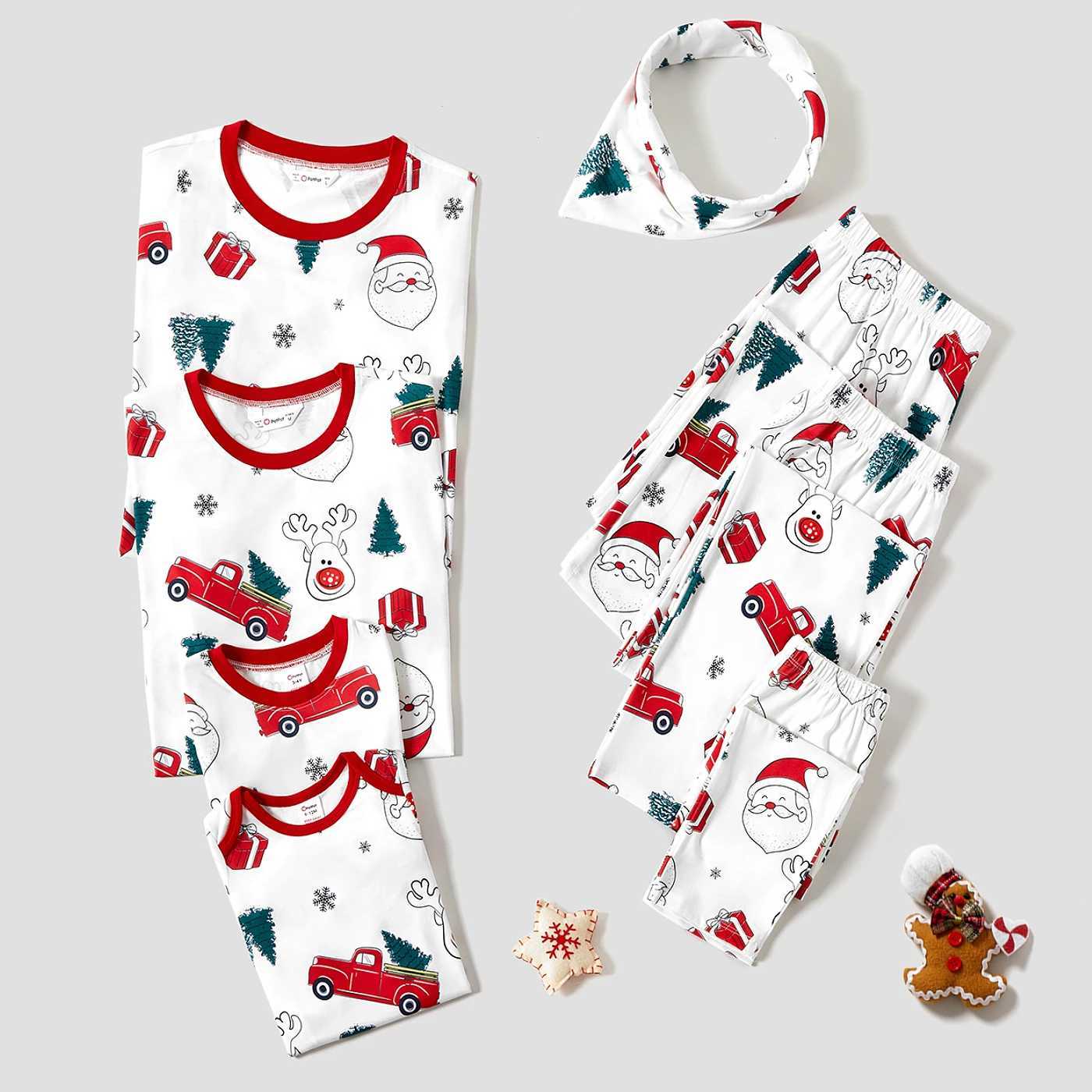 Christmas Trunk and Santa Print Family Matching Pajamas Sets (Flame Resistant)XJ241008