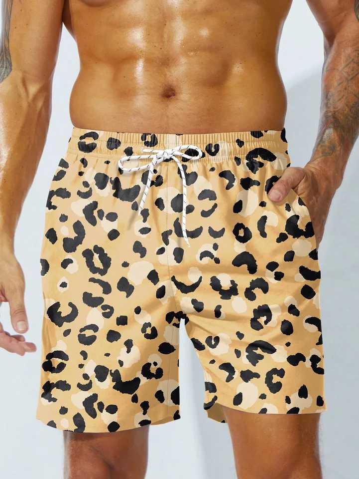 3D printed mens swimsuits quick drying mens swimsuits leopard print mens swimsuits with pockets swimwear surfing suitsW240713