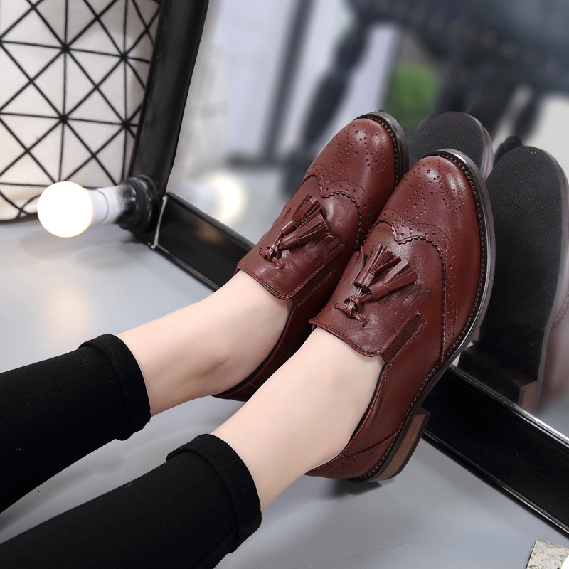 British style Brock tassel carving retro hundred with college style European station footwear professional small leather shoes female