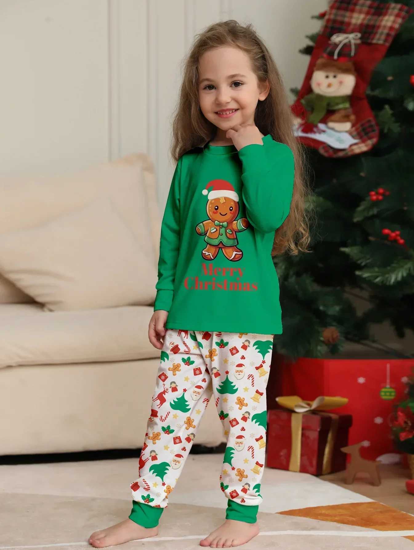 2024 Winter Christmas Matching Pajama Set Cartoon Printed 2-piece Casual Clothing Soft and Cute Adult and Childrens Clothing Family Appearance Pjs W24
