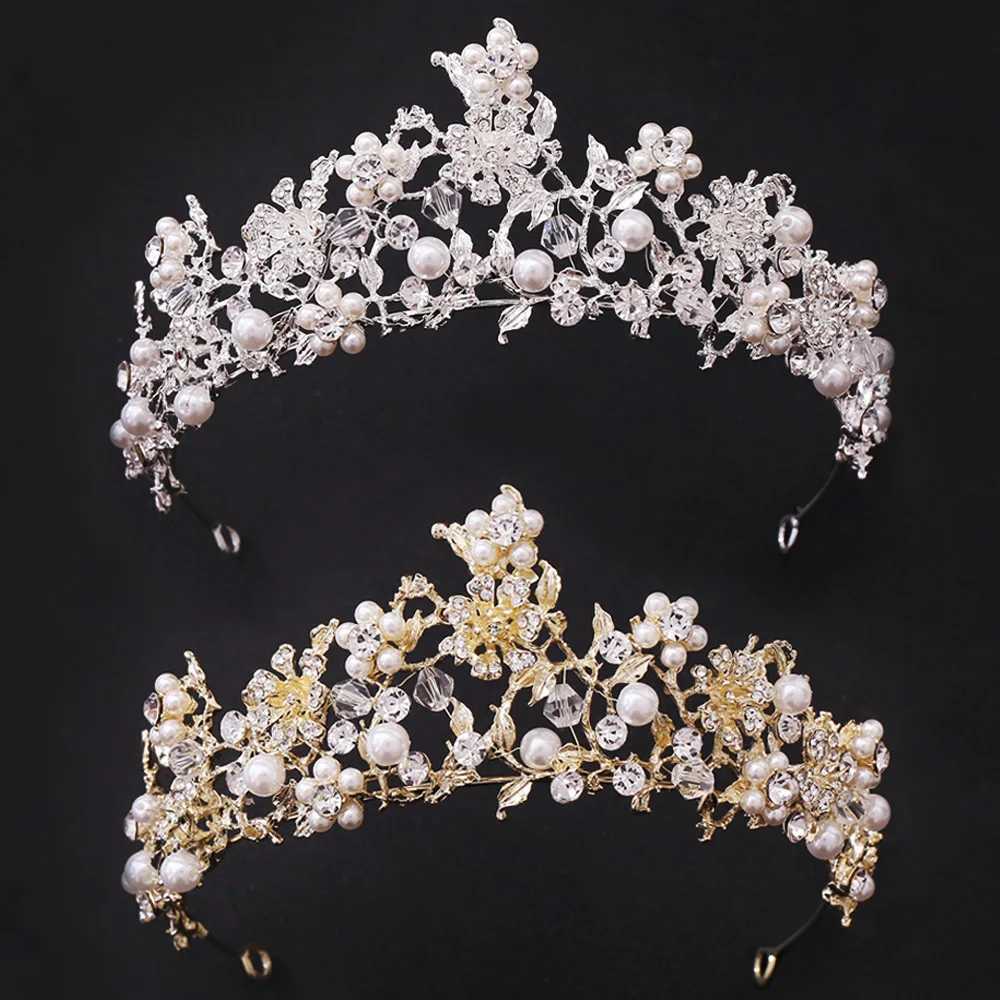 Handmade Pearl Crystal Water Diamond Princess Tiaras and Diadem Wedding Bridal Hair Accessories W241007