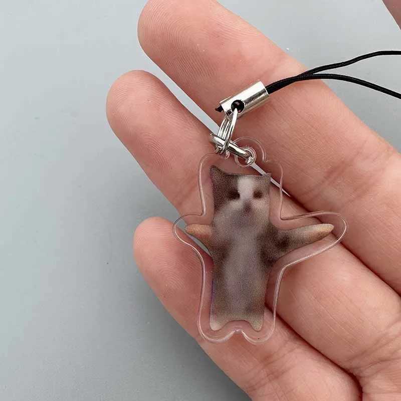 Funny Banana Cat Acrylic key Chain /Mobile phone Lanyard Small Pendant Maxwell Chain Fobs Happy Banana Cat KeychainX241008